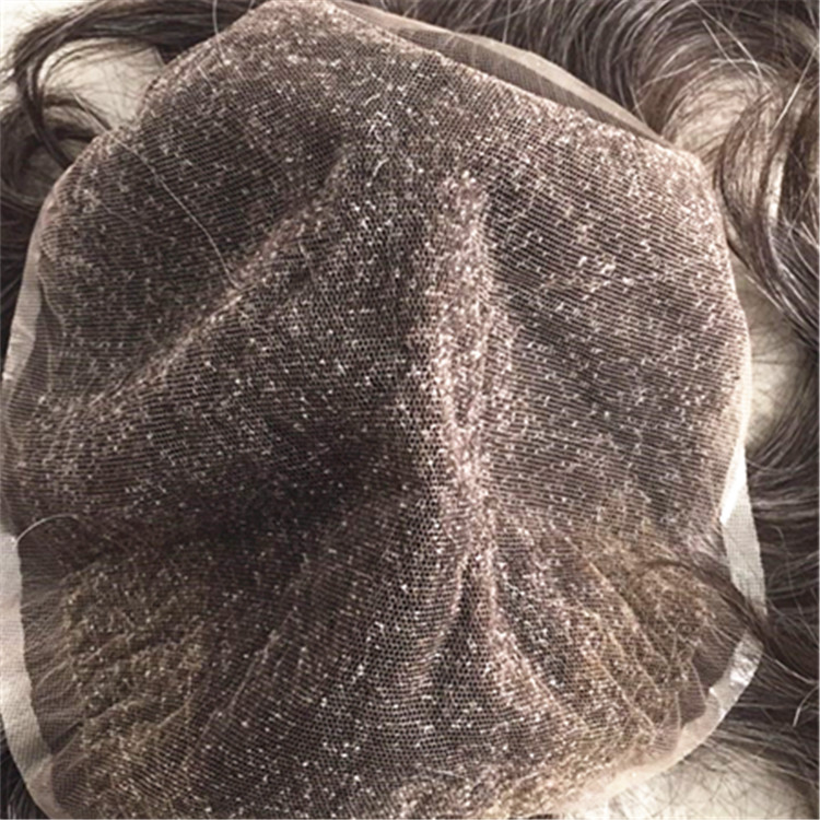 Full lace toupee 3# with 40% grey hair YL 115